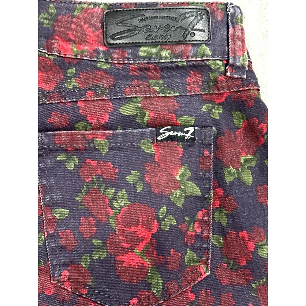 Seven7 Skinny Stretch Bold Floral Print Mid High Rise Jean Y2K Vintage Aesthetic - Picture 4 of 13